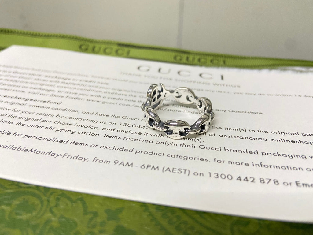 Double Gucci Interlocking Gucci Chain Ring